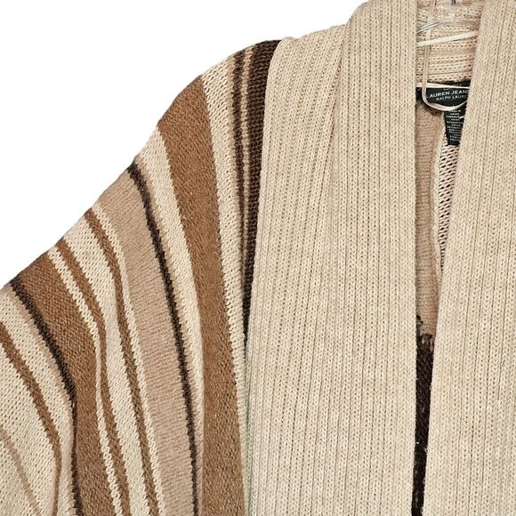 Ralph Lauren Neutral Aztec Southwest Western Wool Blend Poncho Cardigan Size L - Picture 5 of 12